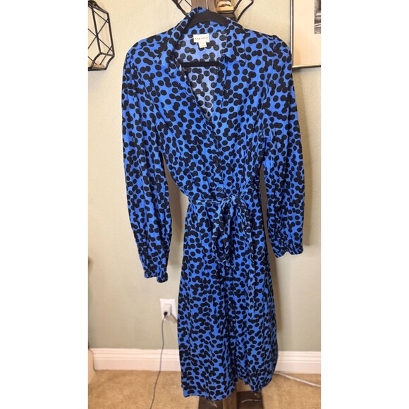 Ava & Viv Blue Polka Dot Balloon Sleeve Belted Shirtdress Size 1X - Picture 1 of 9